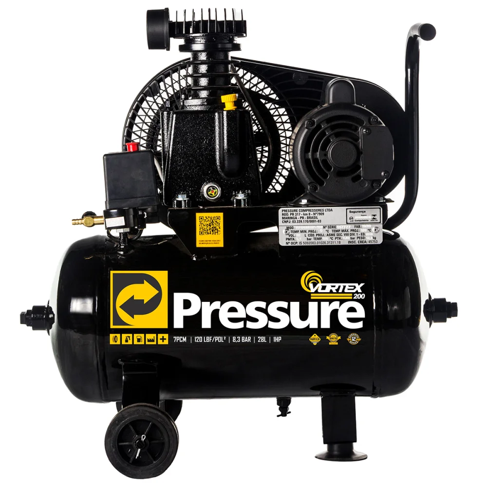 Compressor Ar Vortex 200 7pcm 120psi 28L Mono Pressure em Oferta