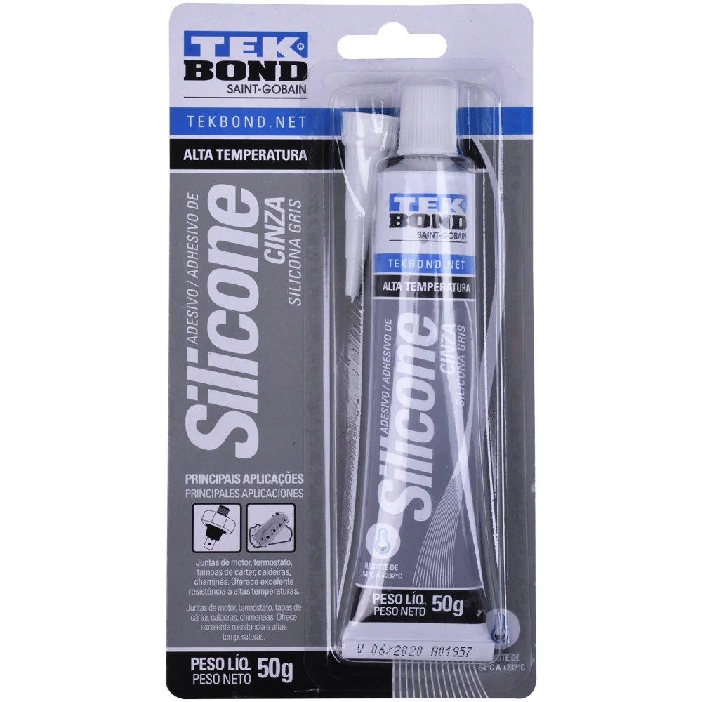 Silicone De Alta Temperatura Cinza Blister Gr Tekbond Em Oferta FK