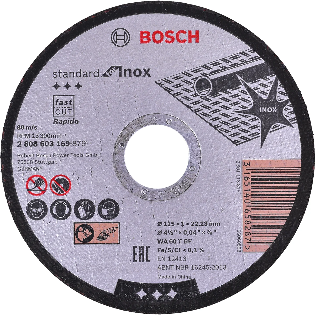 Disco de Corte e Desbaste Reto para Inox 115mm G60 Bosch