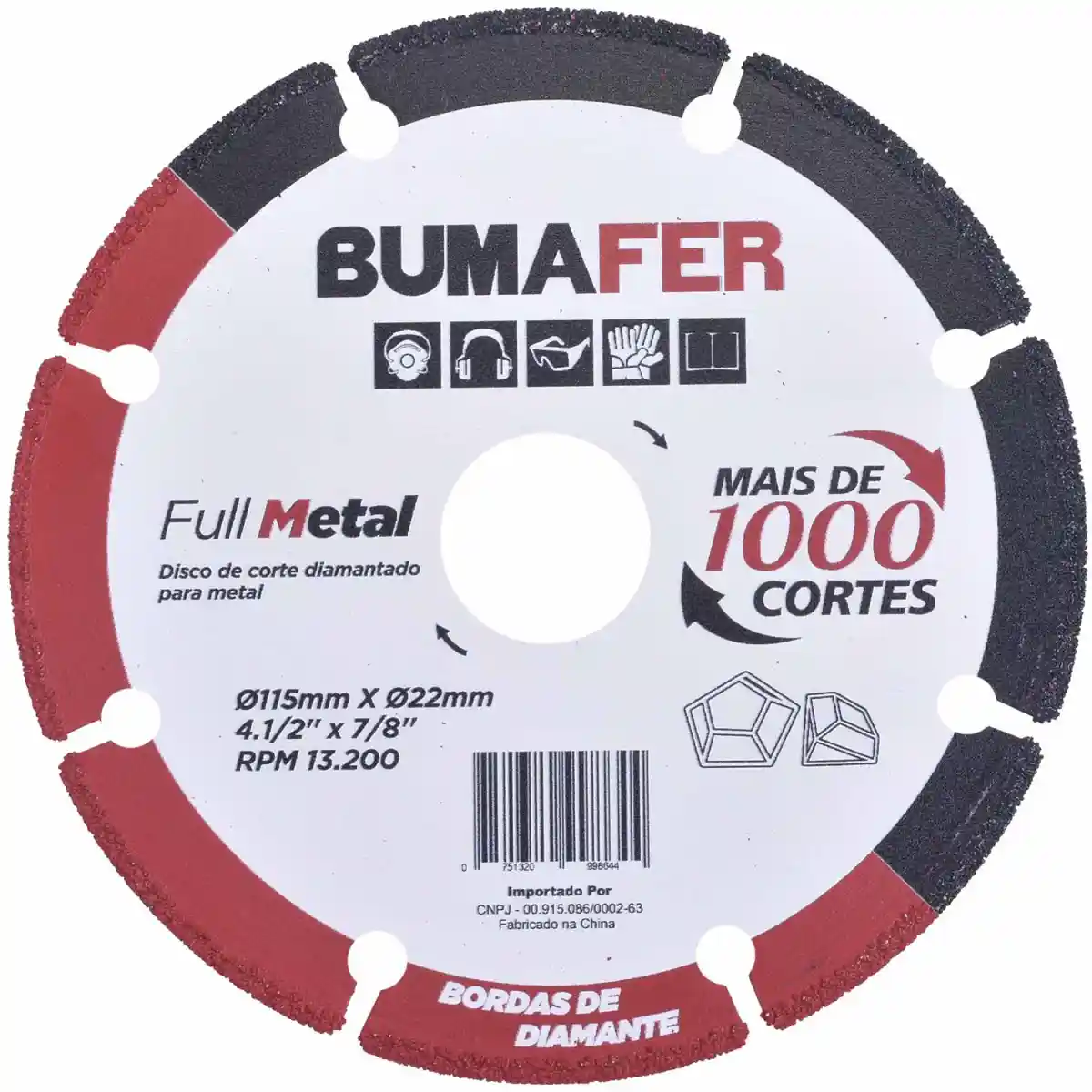 Disco de Corte Diamantado para Metal 150x22mm 13200rpm Bumafer