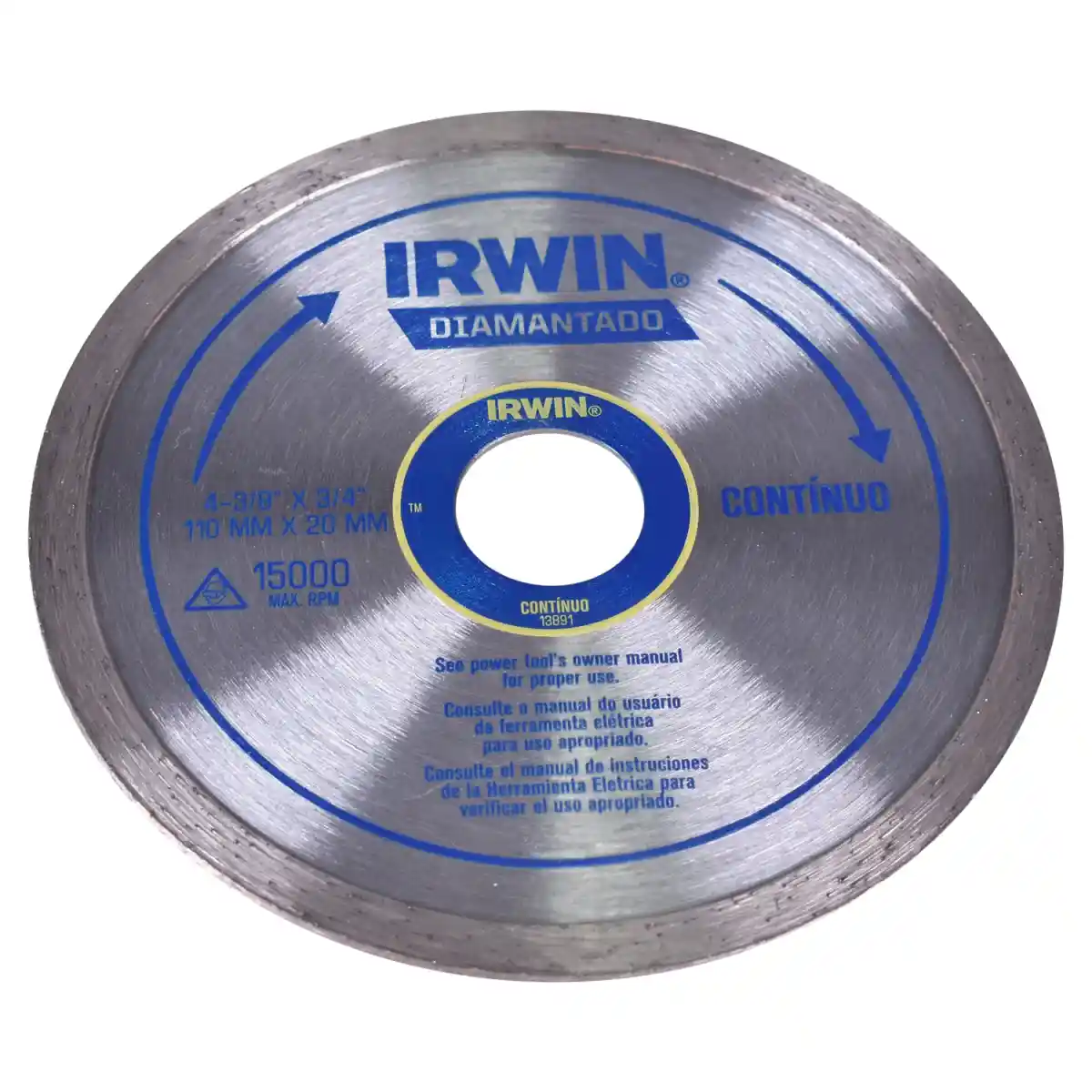 Disco Diamantado 110mm Liso (Contínuo) Irwin - Corte a Seco