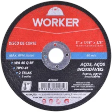 Disco Corte Aço Inox 3" x 1/16" x 3/8" 870323 Worker
