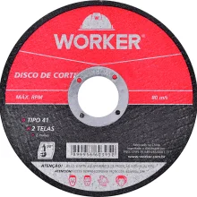 Disco de Corte com 2 Telas Aço e Inox 4.1/2"x7/8" Worker