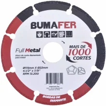 Disco de Corte Diamantado 115x22mm Para Metal Bumafer