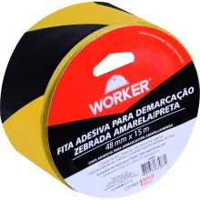 Fita Adesiva Para Demarcação 48mmx15m Amarelo/Preto Worker