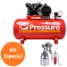 Compressor de Ar 100 L 10 PCM ATG2 e Pistola Pintura PSM03 220/380 Trif