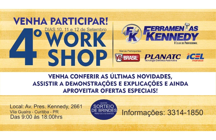 4° Workshop Ferramentas Kennedy - Marcas V8 Brasil, Icel, Planatc
