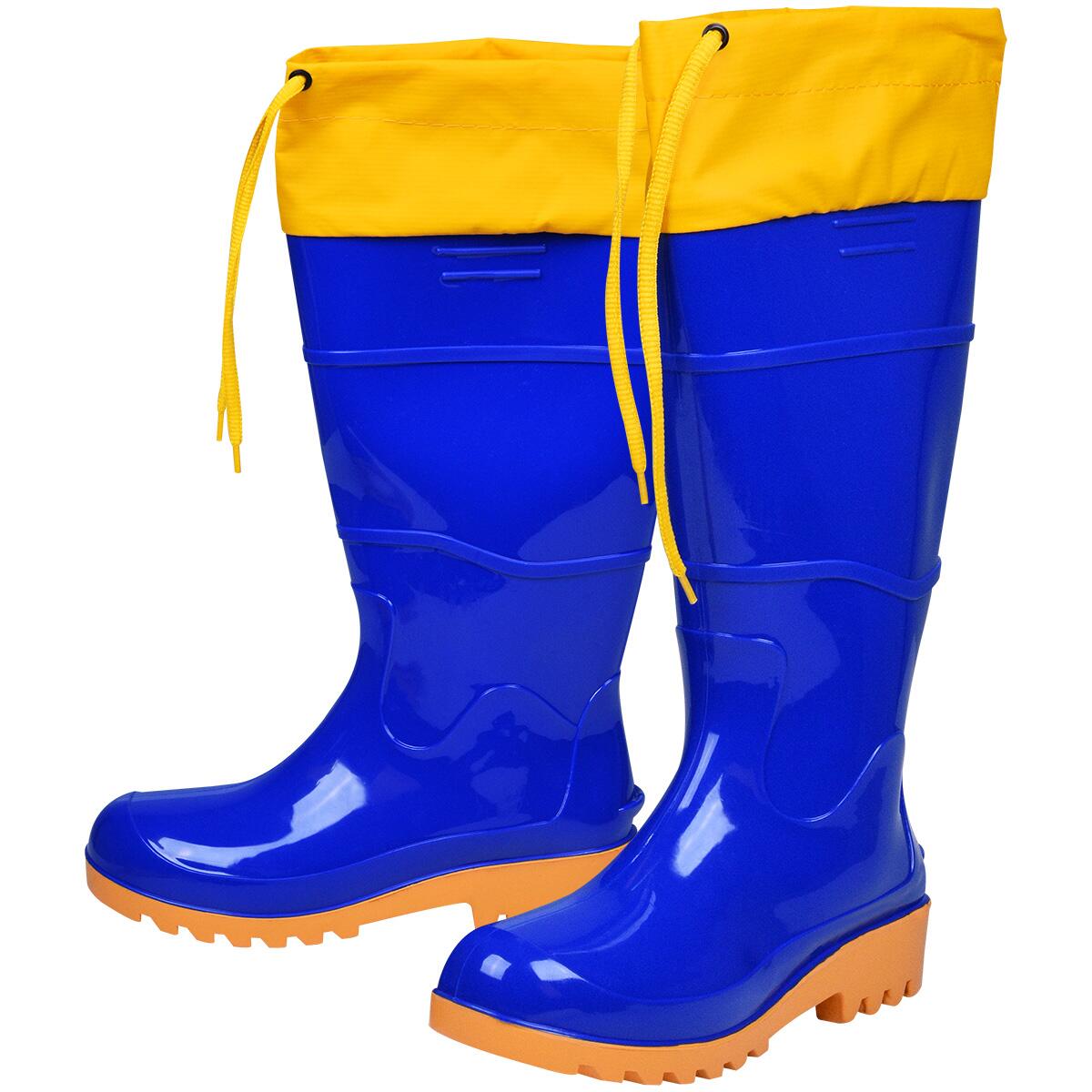 Bota Pvc Azul/amarela N37 Cano Longo com Polaina Worker