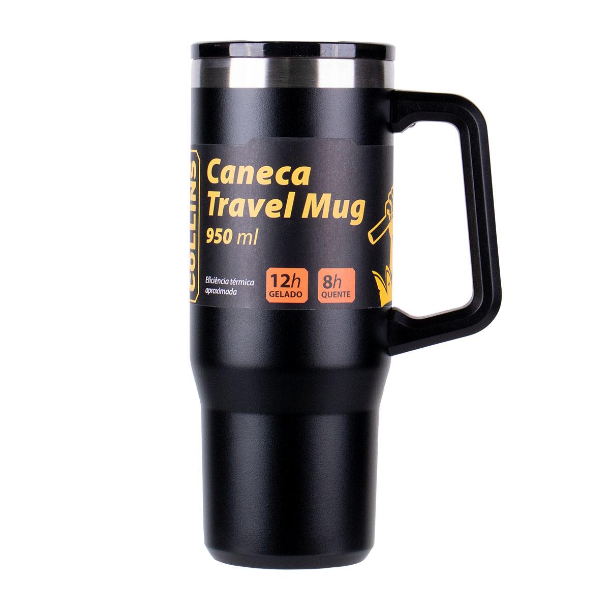 Caneca Travel Mug em Aço Inox com Tampa 950Ml Collins