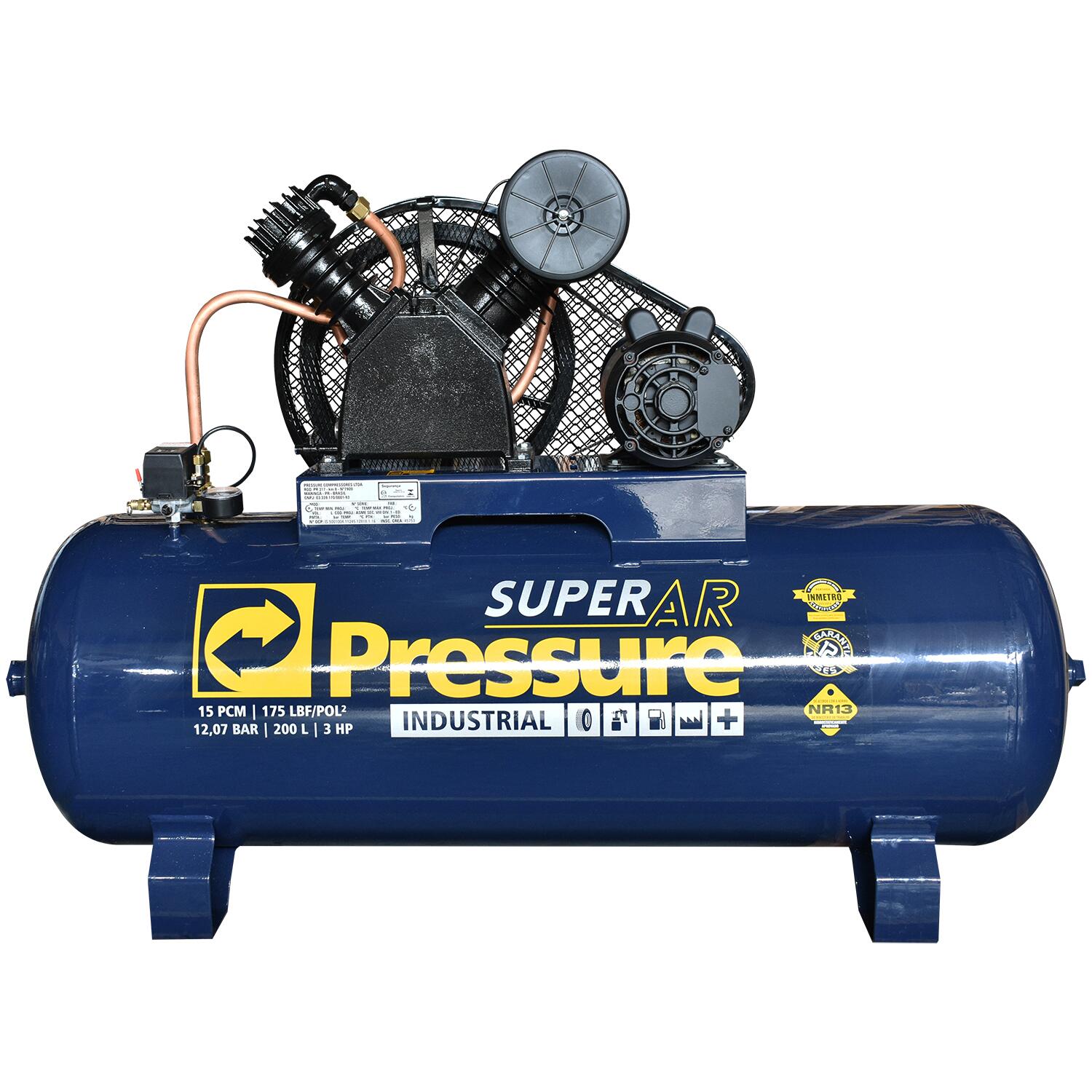 Compressor de Ar 15 Pés 200 L Super Ar Pressure 127/220V