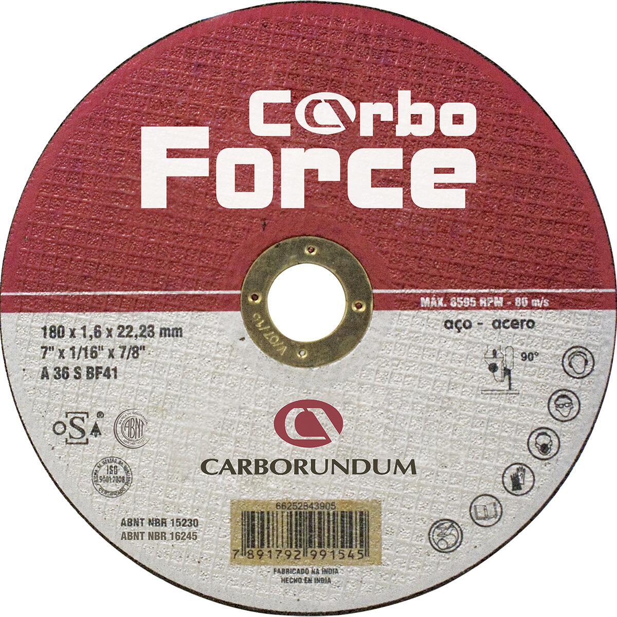 Disco Corte Aco Carborundum 115X3,0X22,23 Carbo