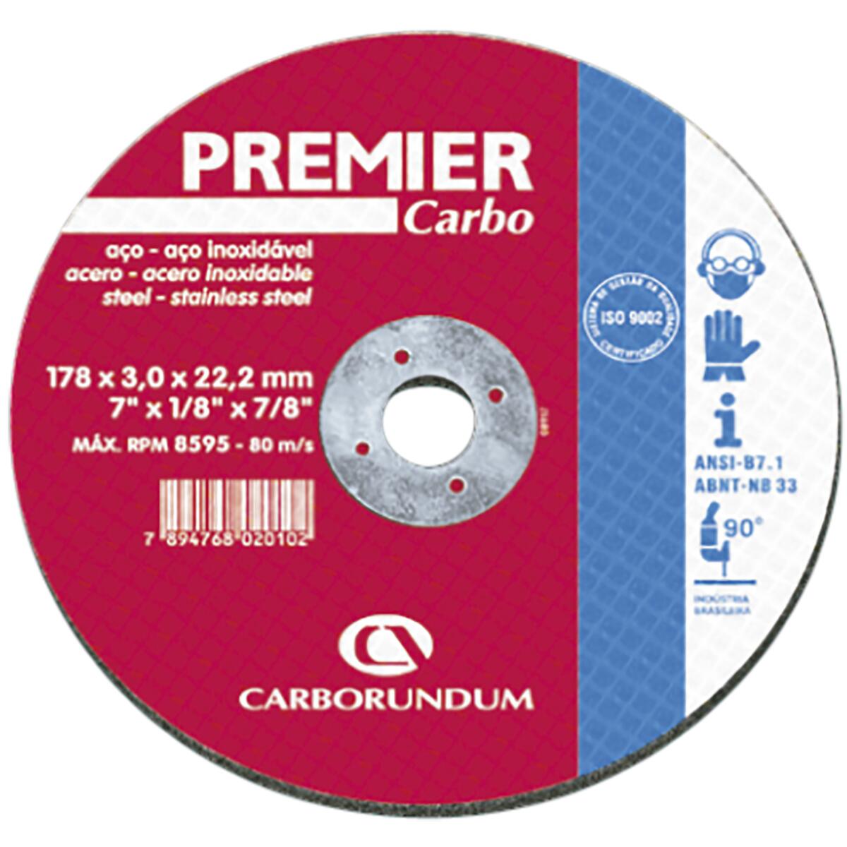 Disco Corte Fino Aço Carborundum Premier 115X1,0X22