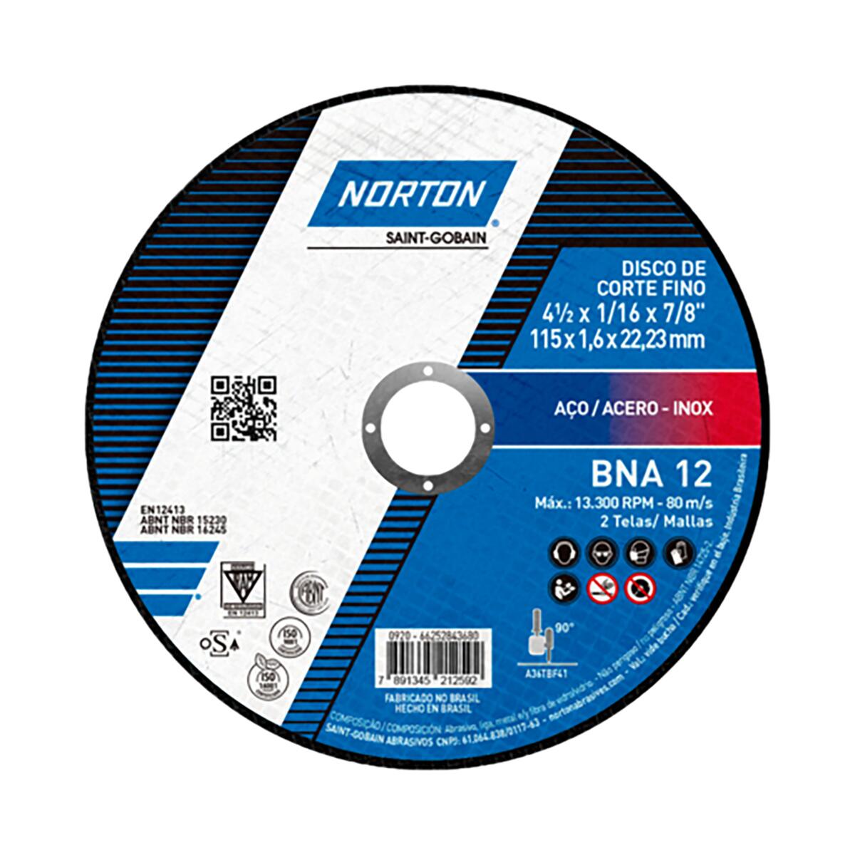 Disco de Corte Linha Azul Bna12 115X1,6X22,23Mm Norton