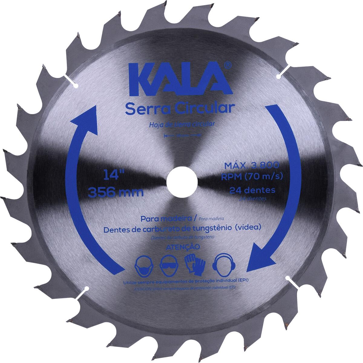 Disco Serra Circular 14” para Madeira 24 Dentes 3800Rpm Kala