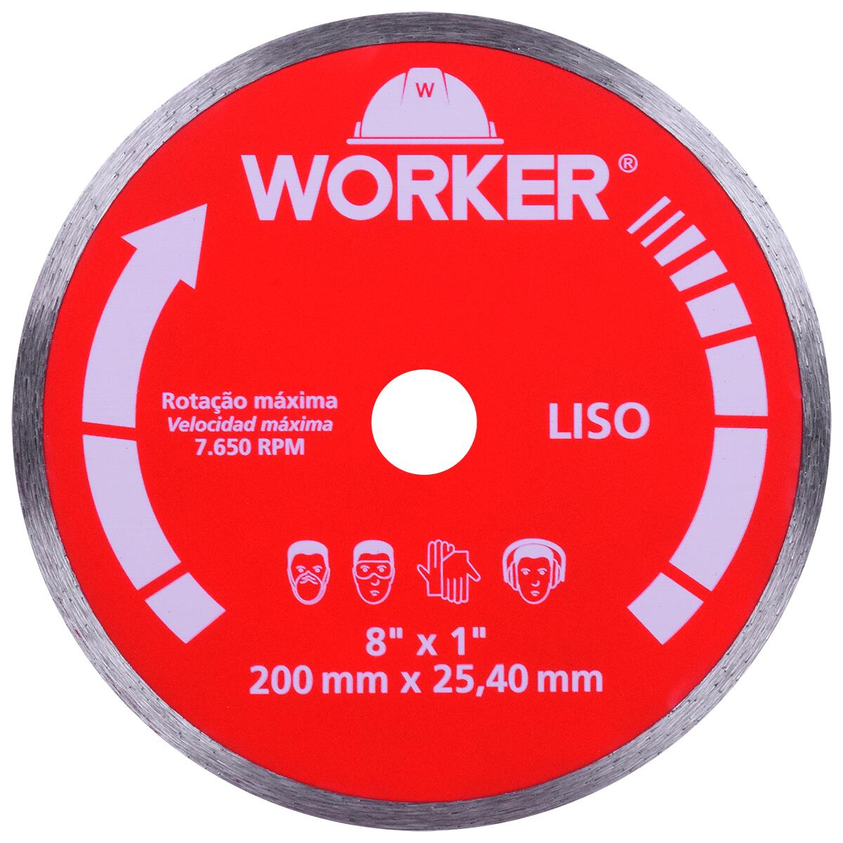 Disco Diamantado de Corte Liso 200 X 25Mm Worker