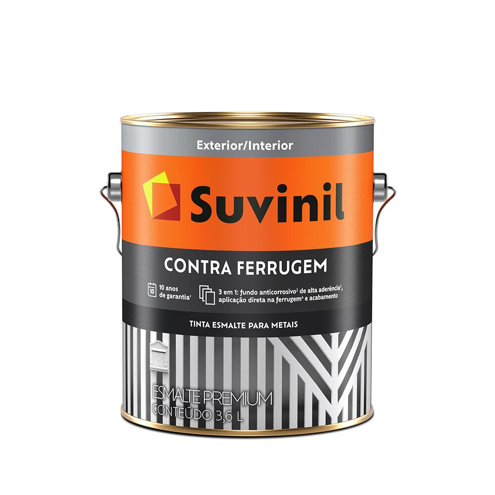 Tinta Esmalte Contra Ferrugem Brilhante Cinza Médio 3,6L Suvinil