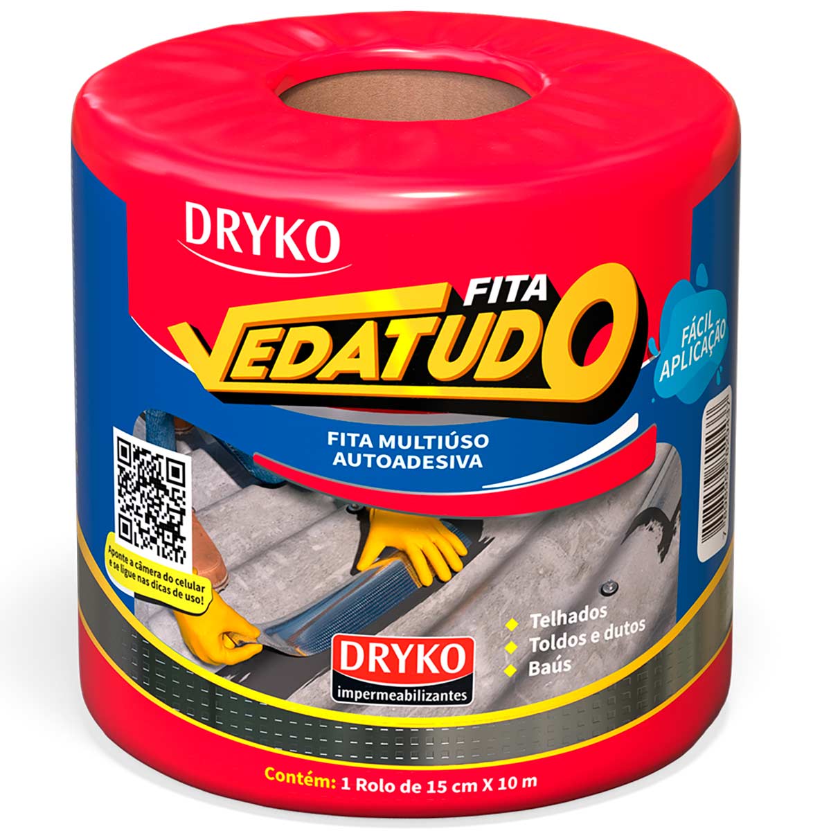 Fita Autoadesiva de Alumínio Vedatudo 15Cm X 10M Dryko