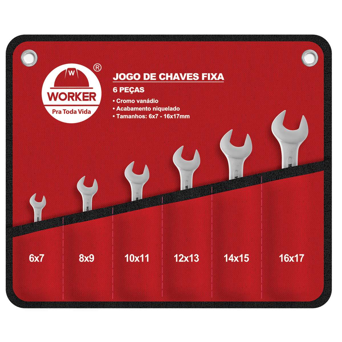 Jogo Chave Fixa Cr-V 6X17Mm 6 Peças Worker
