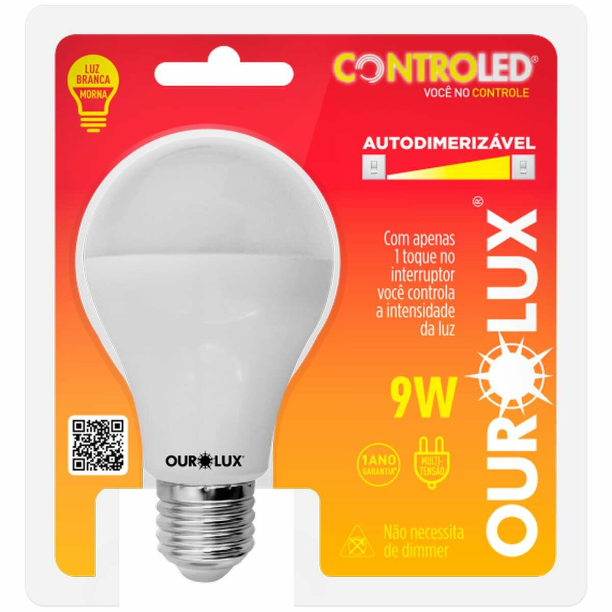 Lâmpada Led Autodimerizável Bivolt 9W 2700K Ourolux