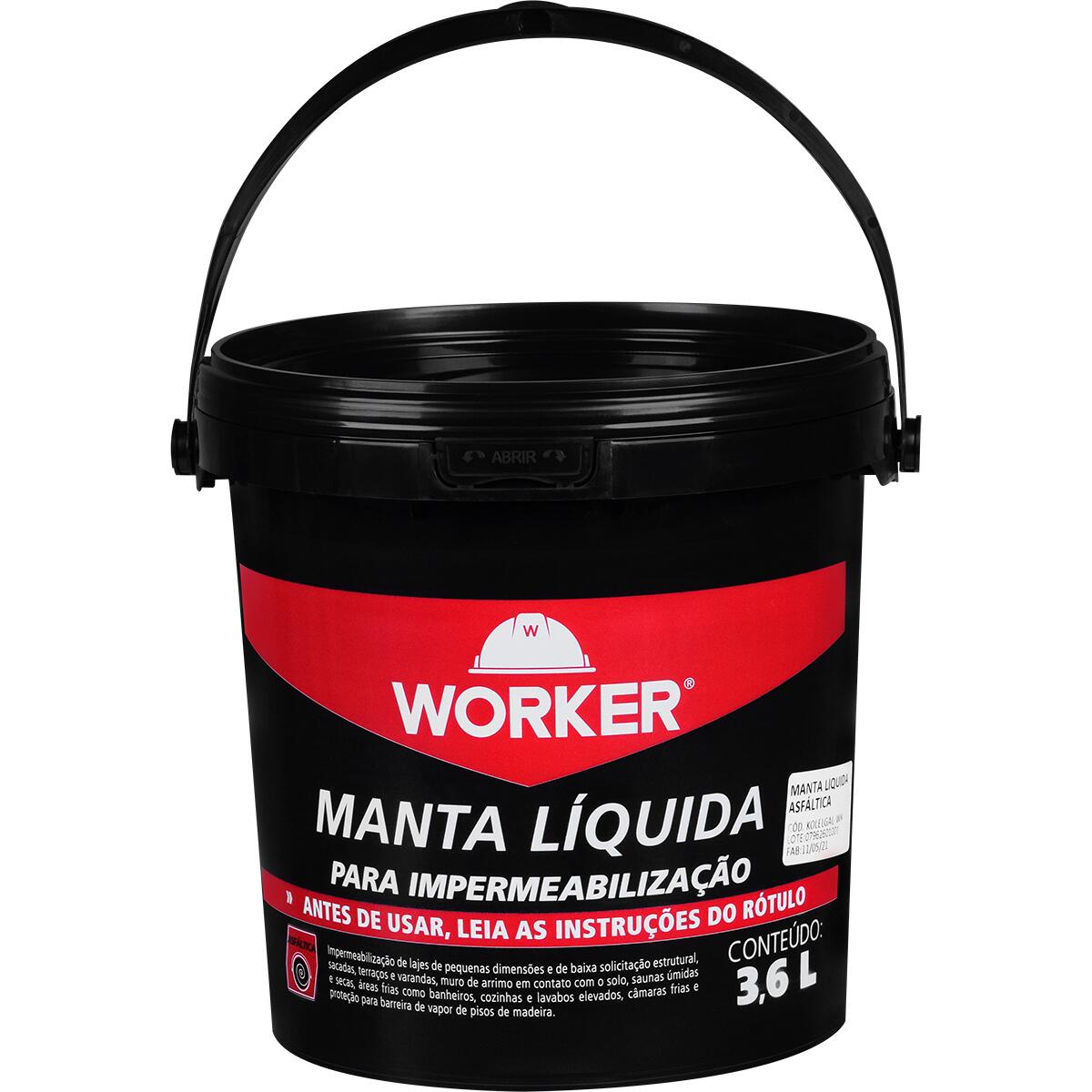 Impermeabilizante Manta Líquida Asfáltica Preta 3,6L Worker