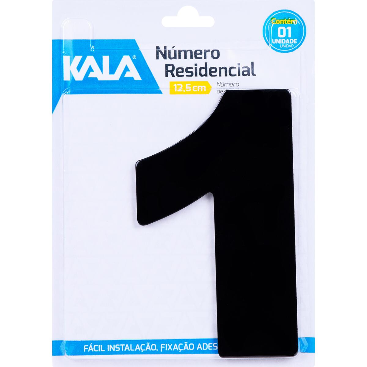 Número Residencial N°1 Preto 12,5Cm Kala