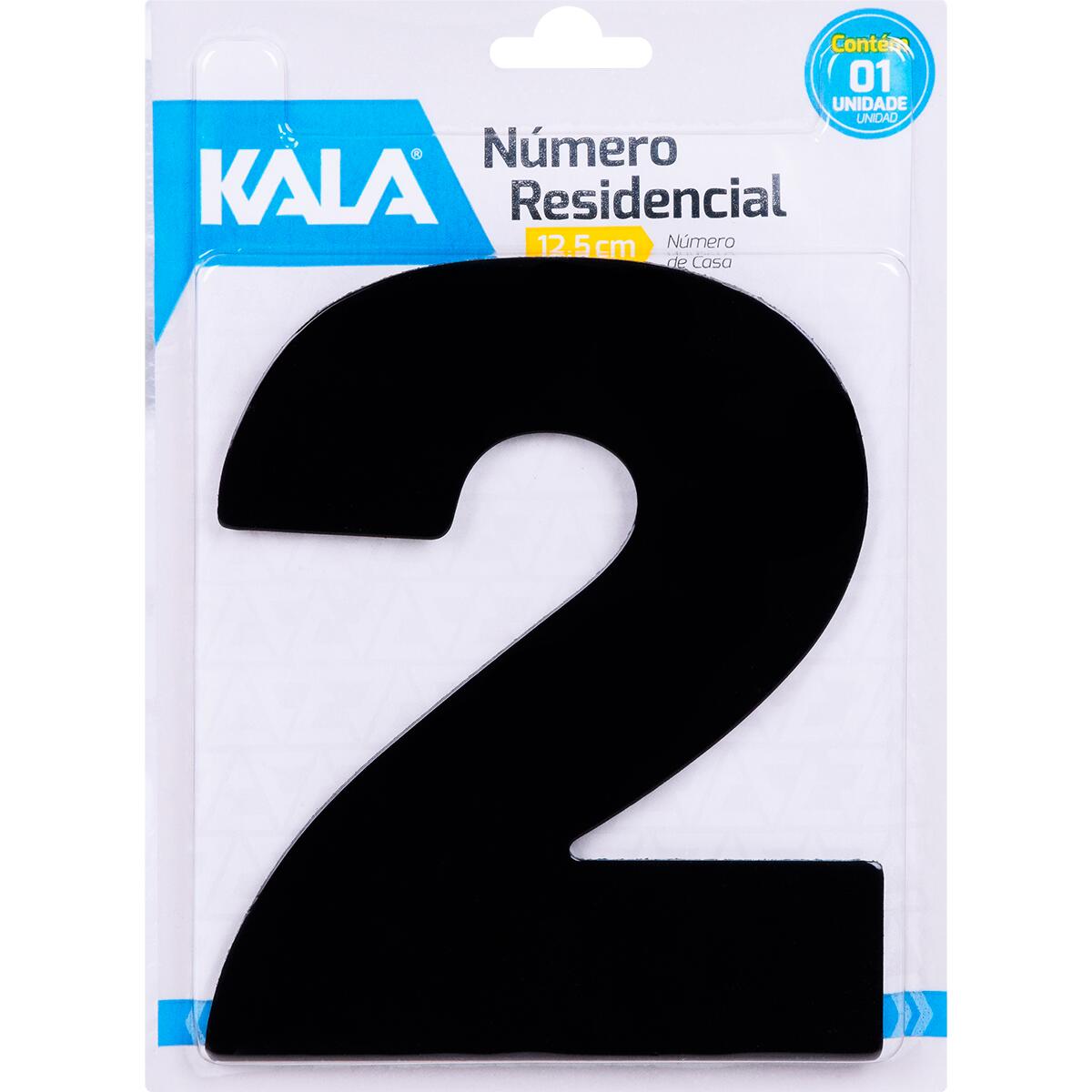 Número Residencial N°2 Preto 12,5Cm Kala
