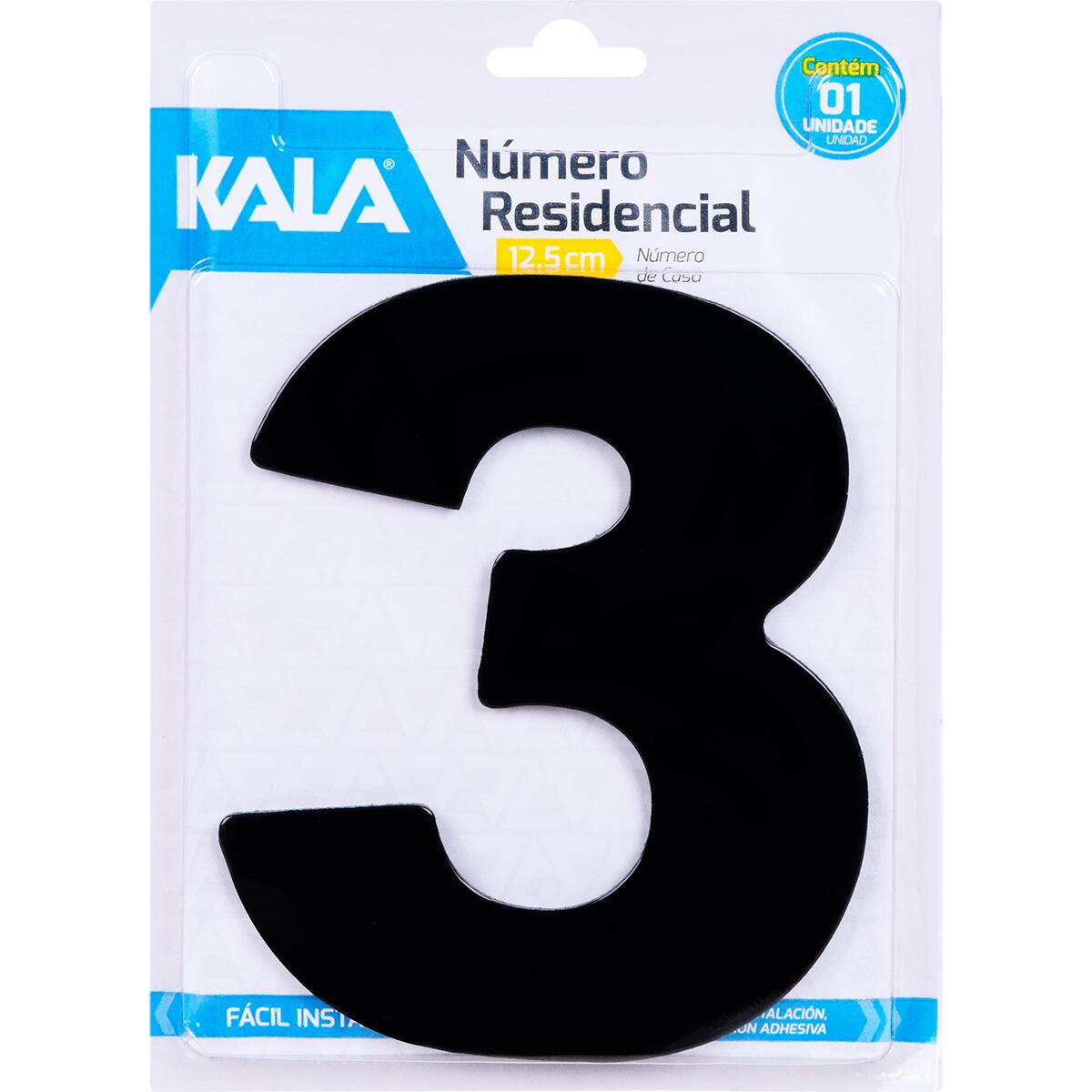 Número Residencial N°3 Preto 12,5Cm Kala