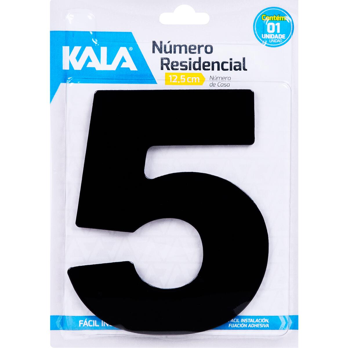 Número Residencial N°5 Preto 12,5Cm Kala