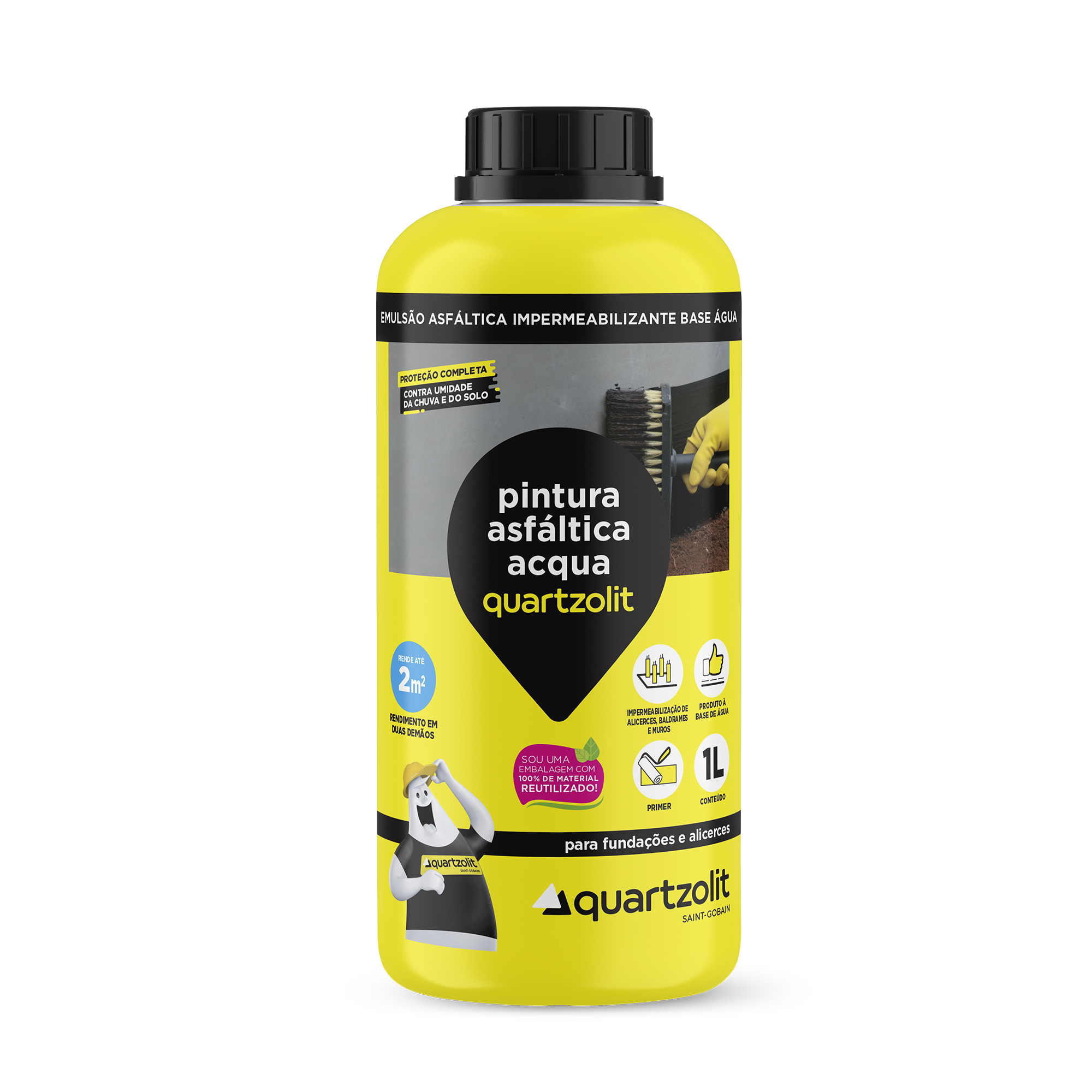 Pintura Asfáltica Acqua Preto 1L Quartzolit