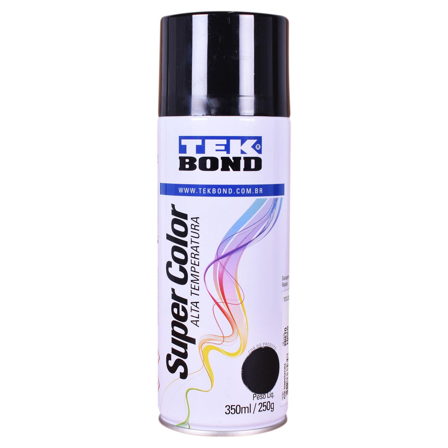 Tinta Spray com Alta Temperatura Preto 350Ml Tekbond
