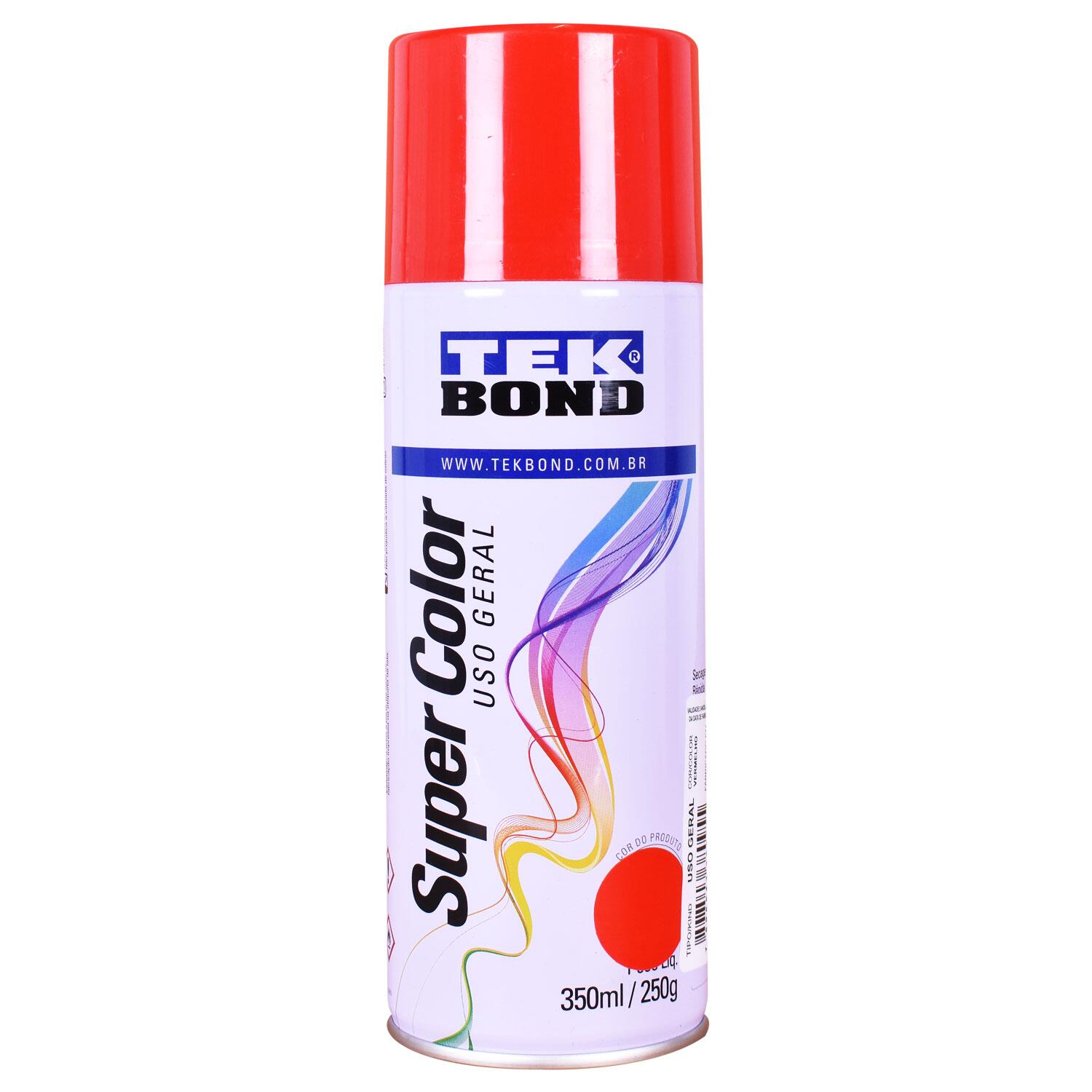 Tinta Spray Super Color para Uso Geral Vermelha 350Ml Tekbond